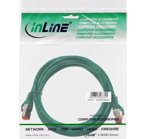 InLine Patchkabel, S/FTP (PiMf), Cat.6, grün, 0,25m