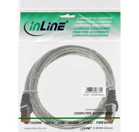 InLine Patchkabel, S/FTP (PiMf), Cat.6, transparent, 0,3m