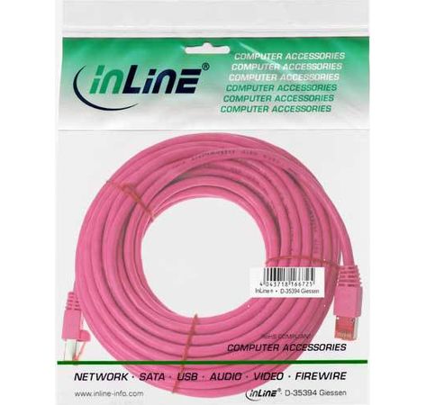 InLine Patchkabel, S/FTP (PiMf), Cat.6, pink, 20m