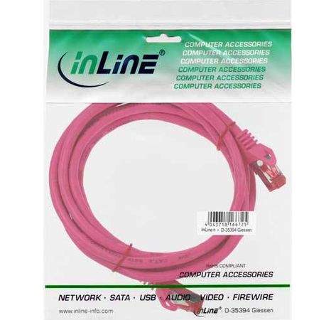 InLine Patchkabel, S/FTP (PiMf), Cat.6, pink, 0,5m