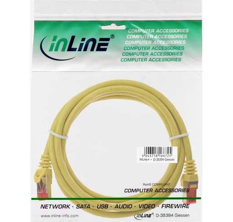 InLine Patchkabel, S/FTP (PiMf), Cat.6, gelb, 0,3m