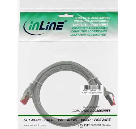 InLine Patchkabel, S/FTP (PiMf), Cat.6, grau, 0,5m
