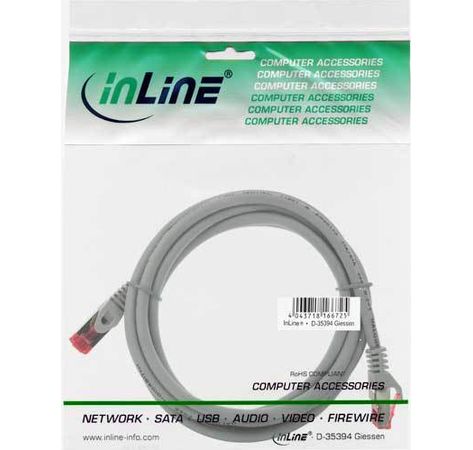 InLine Patchkabel, S/FTP (PiMf), Cat.6, halogenfrei, grau, 3m
