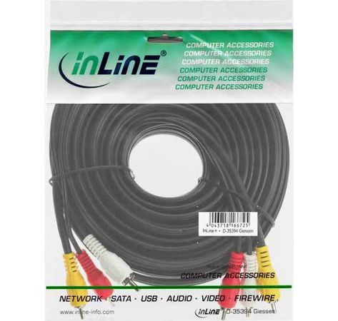 InLine® Cinch Kabel, Audio&Video, 3xStecker/3xStecker, schwarz, 5m