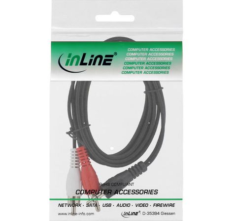 InLine Cinch/Klinke Kabel 2x Cinch Stecker an 3,5mm Klinke Stecker 1m