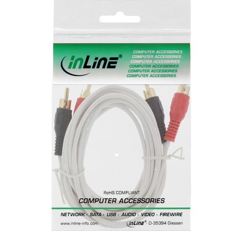 InLine Cinch Kabel, Audio, 2xStecker/2xStecker, weiß, 2m