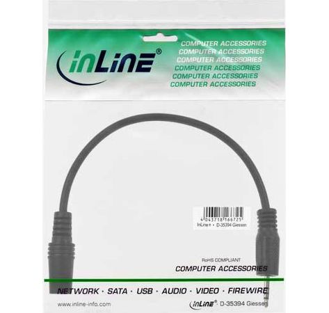 InLine Klinke Adapterkabel 4pol. 2,5mm Stecker zu 4pol. 3,5mm Buchse 0,2m