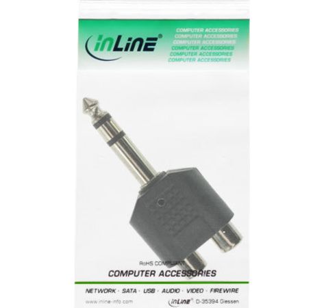 InLine Audio Adapter 6,3mm Klinke St->2x Cinch Bu Stereo schwarz