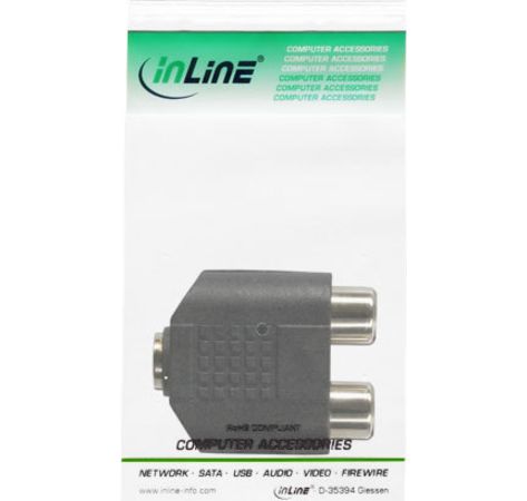 InLine Audio Adapter 3,5mm Klinke Bu Stereo->2x Cinch Bu schwarz
