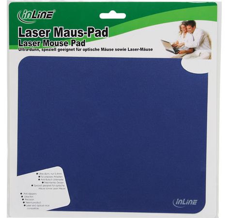 InLine Maus-Pad Laser ultradünn 220x180x0,4mm blau