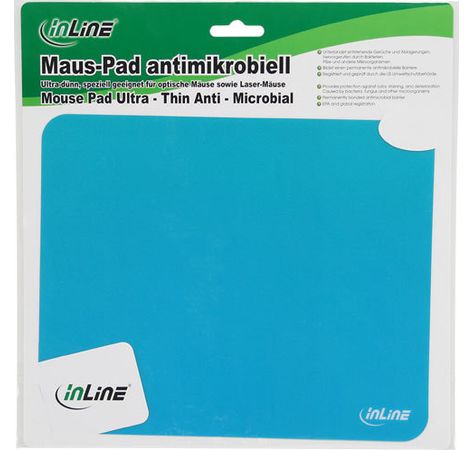 InLine Maus-Pad antimikrobiell ultradünn 220x180x0,4mm blau