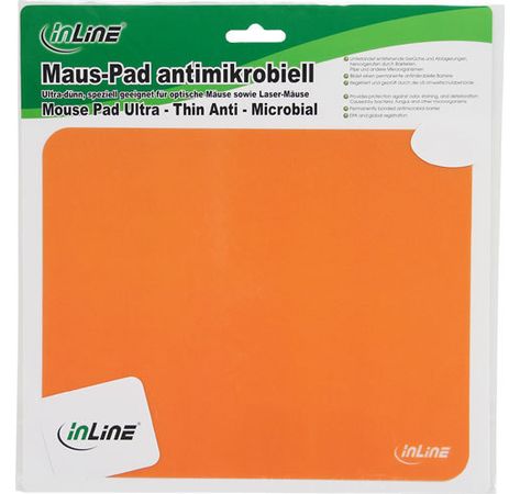 InLine Maus-Pad antimikrobiell ultradünn 220x180x0,4mm orange