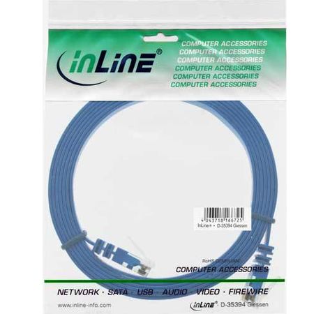InLine Patchkabel flach, U/UTP, Cat.6, blau, 0,5m