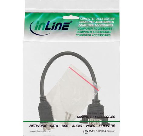 InLine USB 2.0 Adapterkabel Buchse A auf Einbaubuchse A 0,2m schwarz