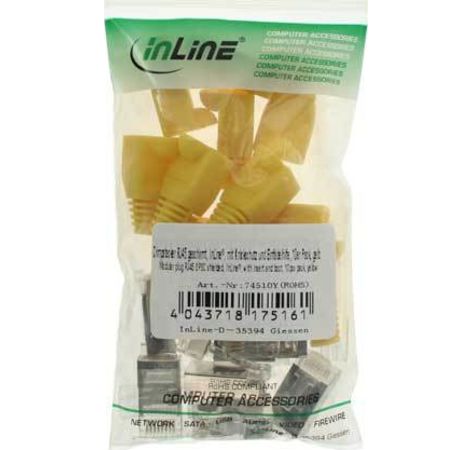 Crimpstecker gelb RJ45 geschirmt,mit Knickschutz und Einfädelhilfe,10er Pack