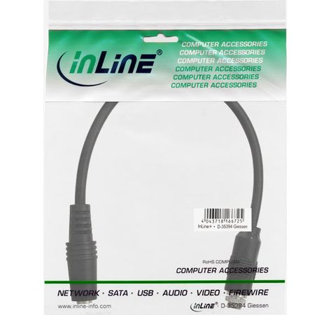 InLine Audio Adapterkabel zum Einbau+Gewinde 3,5mm Stereo Buchse/Buchse 0,2m
