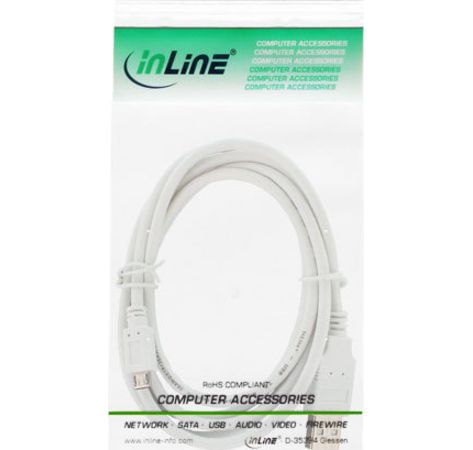 InLine Micro-USB 2.0 Kabel USB-A Stecker an Micro-B Stecker weiß 5m