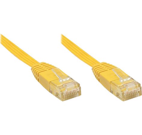 Patchkabel, Cat. 6, U/UTP, FLACHKABEL, gelb, 1m, Good Connections
