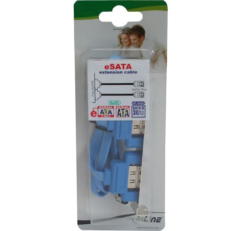 InLine eSATA Slotblech 2x eSATA Bu ext auf int SATA Stecker blau 0,3m