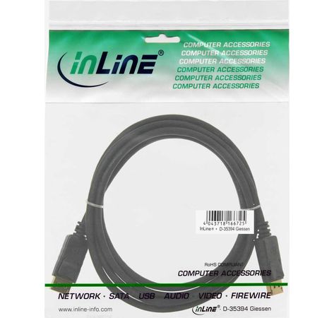 InLine DisplayPort Kabel vergoldete Kontakte schwarz 5m
