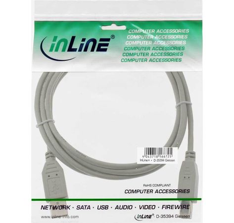 Intos USB 2.0 Kabel USB Anschlusskabel A/S-B/S 7.0m grau