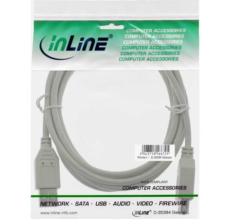 USB 2.0 Verlängerung, InLine, St/Bu Typ A, beige, 3m