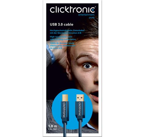 3m Clicktronic Casual USB 3.0 Kabel TYP-B (Stecker Typ A / Stecker Typ B)