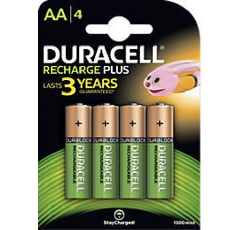 DURACELL Akku Recharge-Plus NiMH Mignon AA HR6 1,2V 1300mAh 4er-Blister