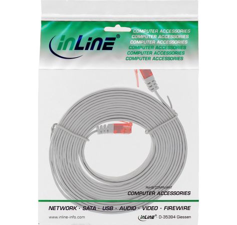 InLine Patchkabel flach, U/UTP, Cat.6, grau, 1m