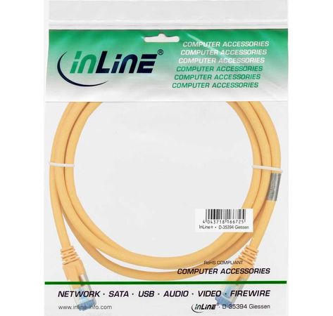 InLine Patchkabel Cat.6A, S/FTP (PiMf), halogenfrei, 500MHz, gelb, 3m