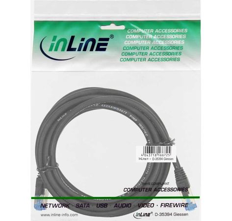 InLine Patchkabel Cat.6A, S/FTP (PiMf), halogenfrei, 500MHz, schwarz, 0,5m