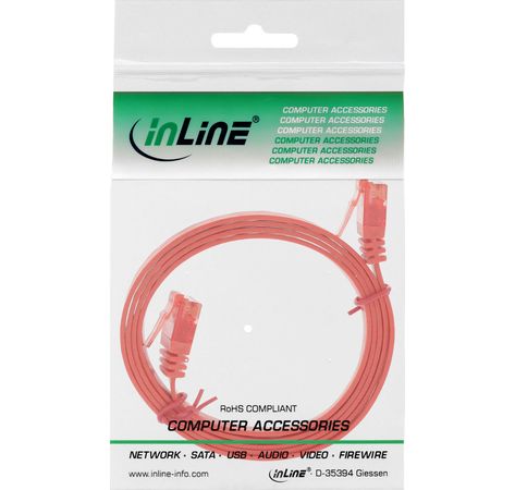 InLine Patchkabel flach, U/UTP, Cat.6, rot, 0,5m