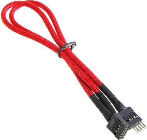BitFenix interne USB Verlängerung 30cm - sleeved red/black