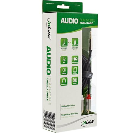 InLine Slim Audio Kabel Klinke 3,5mm ST an 2x Chinch ST, 5m