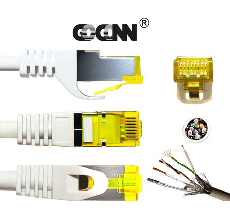 GoConn Patchkabel mit Cat7 Rohkabel 15cm weiß S/FTP PiMF 500MHz 2xgeschirmt