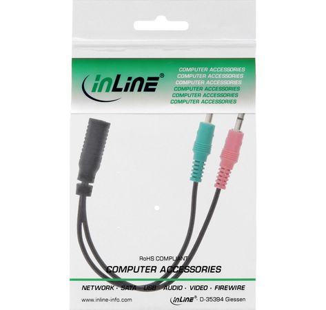InLine Audio Headset Adapterkabel 2x3,5mm Klinke St->3,5mm Bu 4pol CTIA