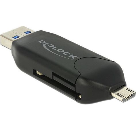 Card Reader Delock USB3.0 A +micro B-> SD/SDHC/MMC/micSD OTG, Delock [91734]