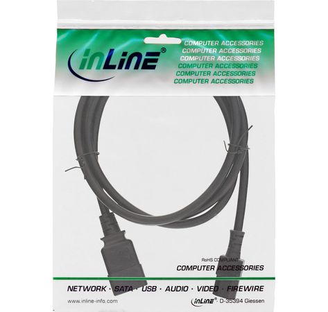 InLine Netz Adapterkabel IEC-60320 C20 auf C13 3x1,5mm² max. 10A schwarz 2m