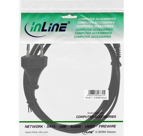 InLine® Netzkabel, Netzstecker auf Euro 8 C7 Stecker, 0,5m