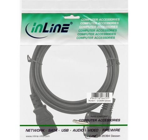 InLine Netzkabel, Schutzkontakt gewinkelt auf Kaltgerätestecker C13, 0,3m