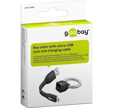 Schlüsselanhänger mit micro-USB Sync- & Ladekabel 0,1m Schlüsselanhänger schwarz