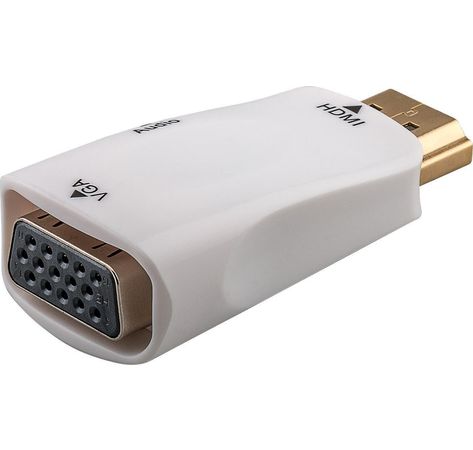Kompakter HDMI™/VGA Adapter inkl. Audio, vergoldet; Kompakter HDMI™/VGA Adapter inkl. Audio, vergoldet, Weiß - HDMI™ Standard-Stecker (Typ A) > VGA-Buchse (15-polig) + Klinke 3,5 mm Buchse (3-Pin, stereo)