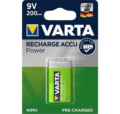 VARTA Recharge Power Akku NiMH 9V-Block E HR22 6HR61 9V 200mAh 1er-Blister