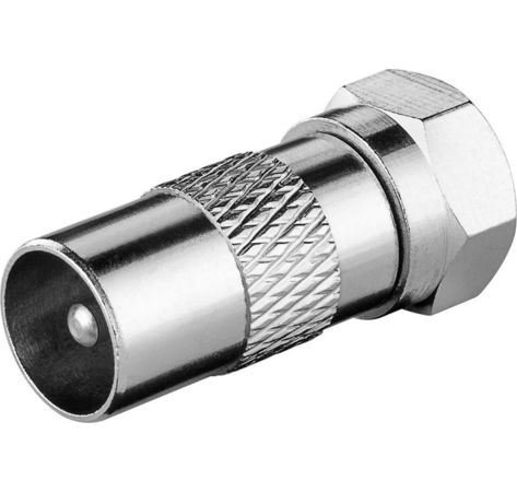 F-Adapter: F-Stecker > Koax-Stecker; F-Adapter: F-Stecker > Koax-Stecker, Kupfer - Kupfer