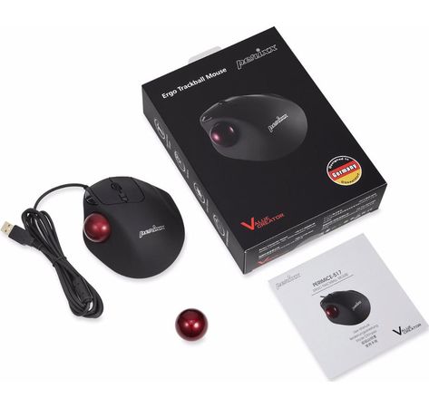 Perixx PERIMICE-517, ergonomische Trackball Maus, USB-Kabel, schwarz