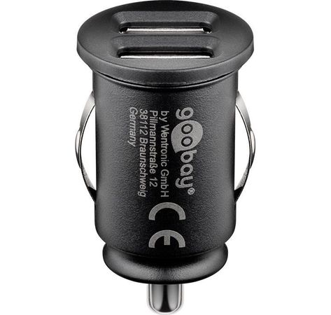 Dual USB-Autoladegerät 2,0A; KFZ USB 2xUSB 2,1A schwarz mini LC