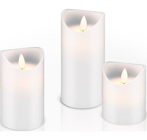 3er Set LED Echtwachs-Kerzen, weiß; 3er Set LED Echtwachs-Kerzen, weiß - Wunderschöne und sichere Lichtlösung für viele Bereiche wie Haus und Loggia, Büros, Schulen oder Seniorenheime