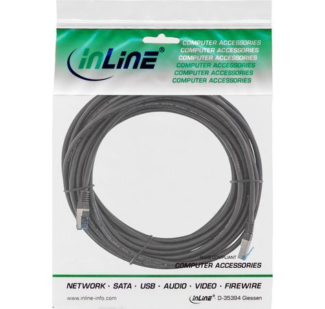 InLine Patchkabel, Cat.6A, S/FTP, PUR industrial, schwarz, 40m