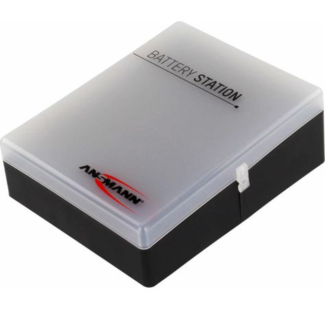 ANSMANN 1900-0041 Aufbewahrungsbox für bis zu 24× Mignon AA, 16× Micro AAA und 4× 9V E-Block Akkus und Batterien