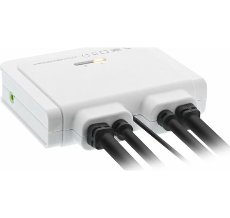 InLine KVM Switch, 2-fach, USB-C zu DisplayPort 1.2, 4K, mit Audio, integr. Kabel